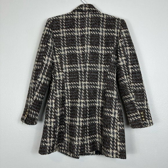Zara Double Breasted Plaid Blazer Small - Picture 2 of 15